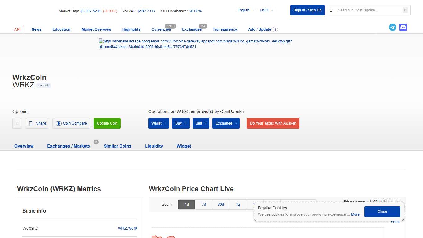 WrkzCoin (WRKZ) Price, Market Cap, Chart & Info Coinpaprika