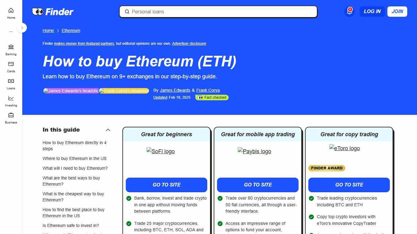 How to buy Ethereum 2026 Buy ETH in 4 steps Finder.com